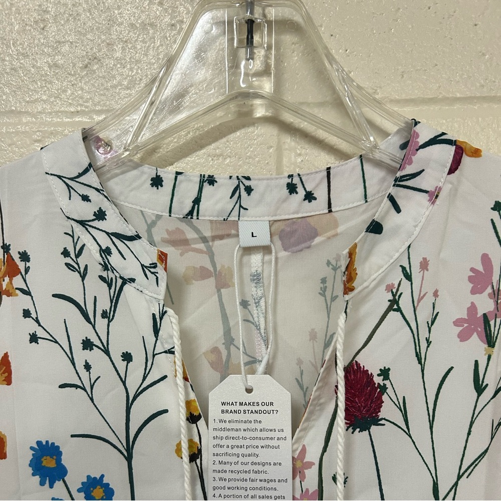 35. Floral Maxi Dress - White with Multicolor Accents - Picture 2 of 5